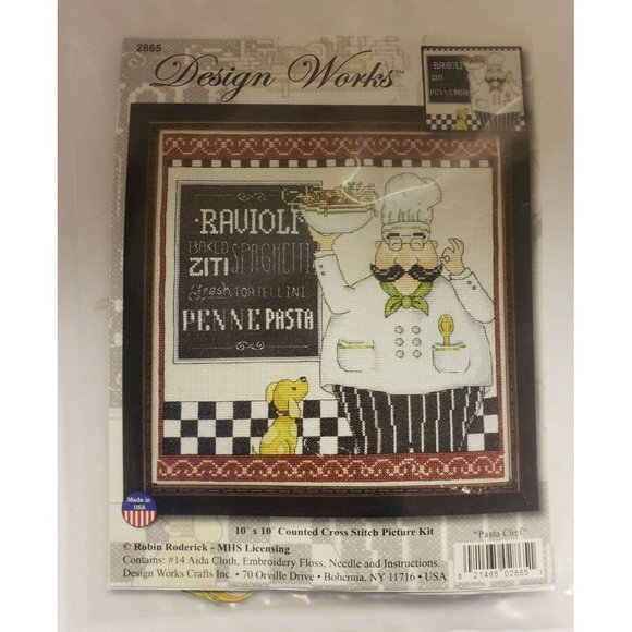 Design Works Counted Cross-stitch Kit, Opened-Repackaged, "Pasta Chef" 2865 (83) - Picture 2 of 5
